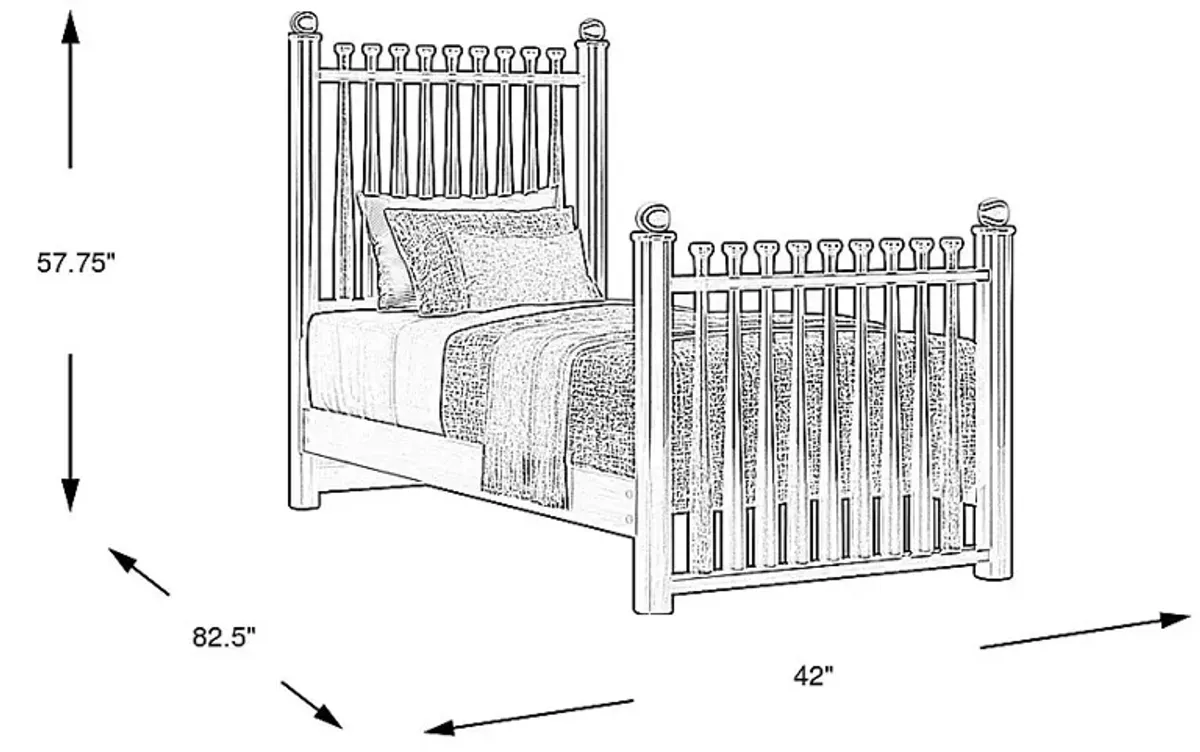 Kids Batter Up Stained 3 Pc Twin Baseball Bat Bed