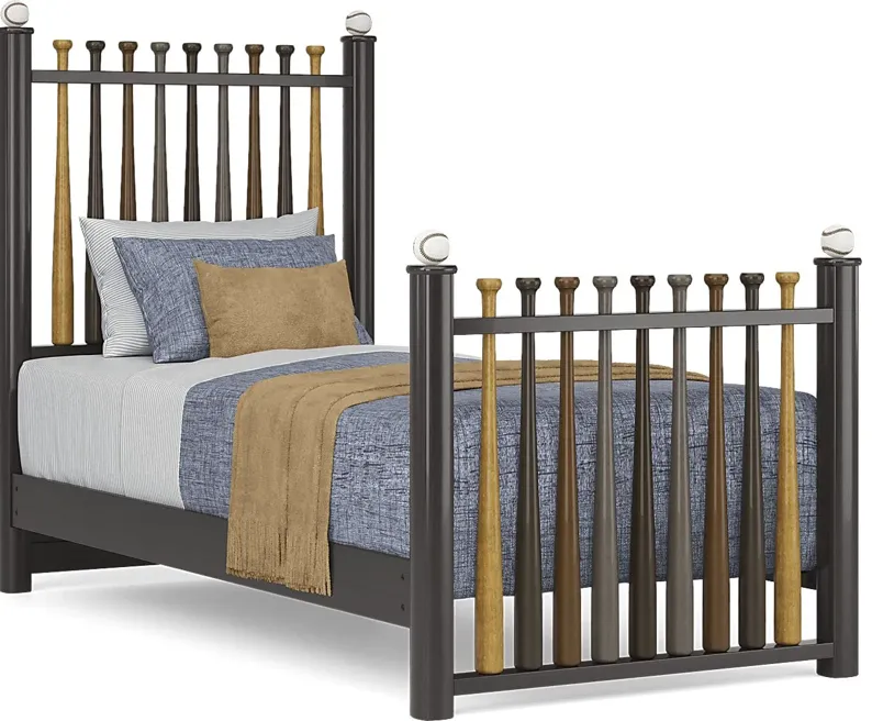 Kids Batter Up Stained Twin Baseball Bat Bed