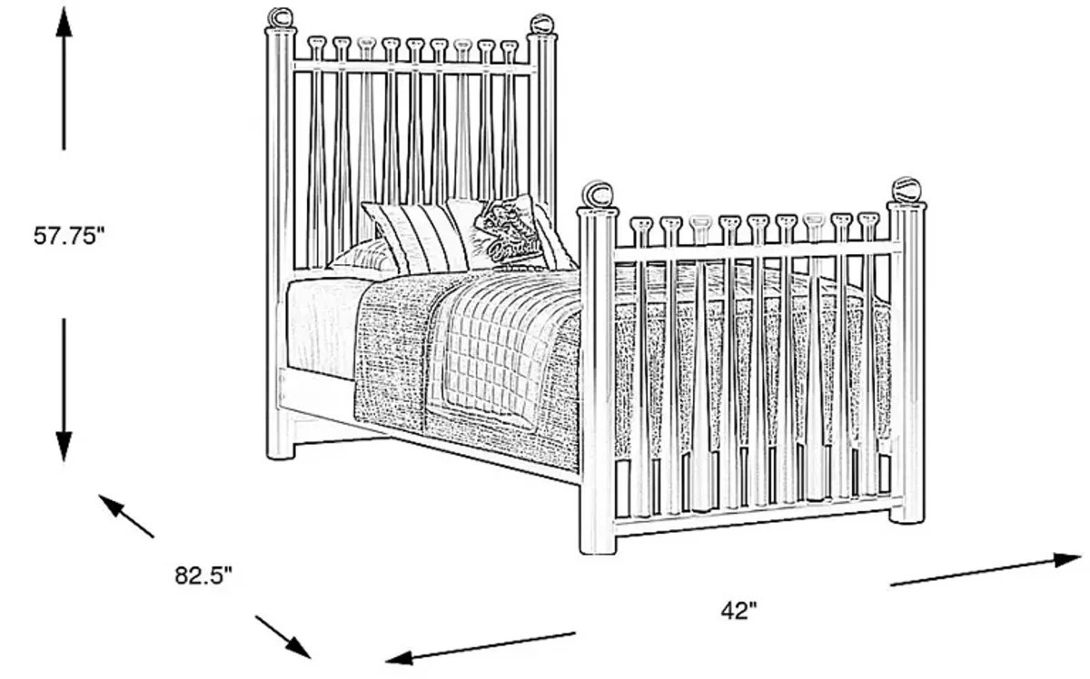 Kids Batter Up Painted 3 Pc Twin Baseball Bat Bed