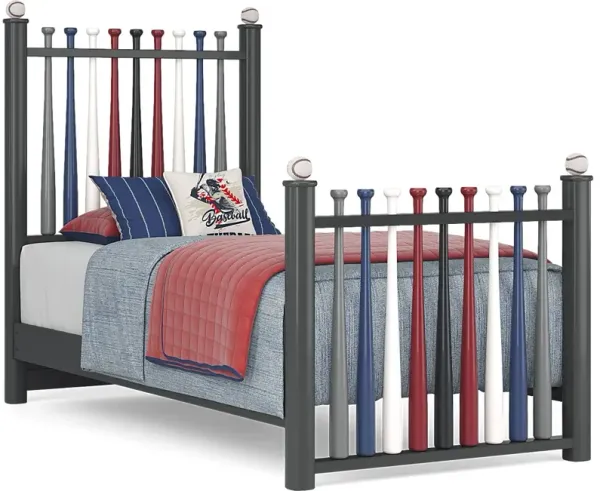 Kids Batter Up Painted Twin Baseball Bat Bed