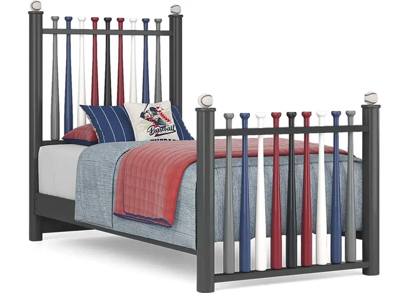 Kids Batter Up Painted 3 Pc Twin Baseball Bat Bed