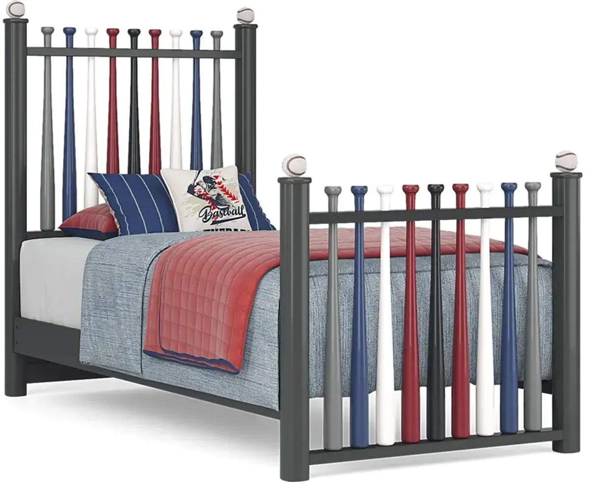 Kids Batter Up Painted 3 Pc Twin Baseball Bat Bed