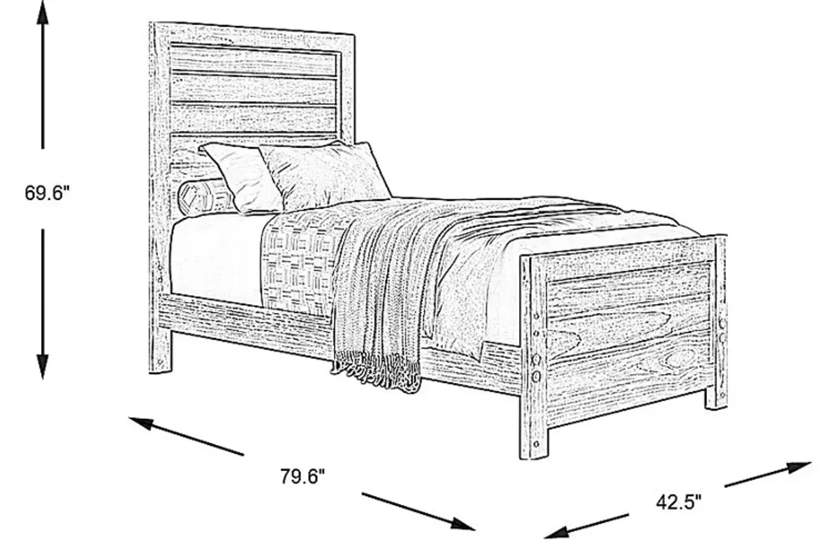 Kids Creekside 2.0 Charcoal 3 Pc Twin Panel Bed