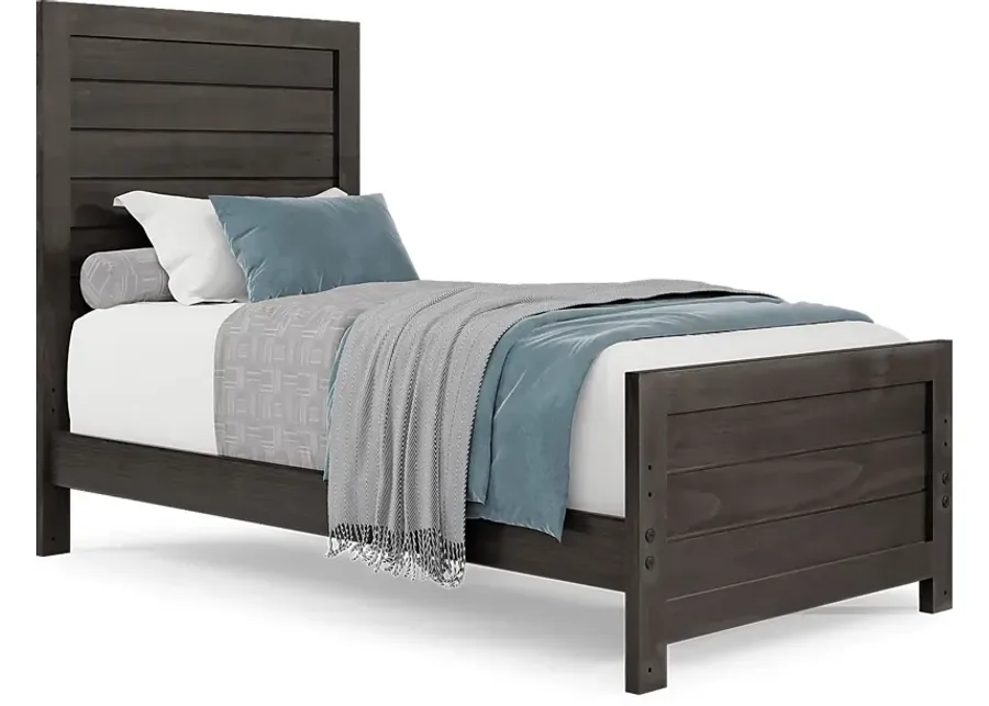 Kids Creekside 2.0 Charcoal 3 Pc Twin Panel Bed