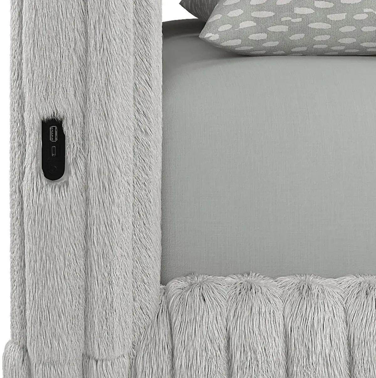 Kids Charlize Light Gray Twin Upholstered Bed