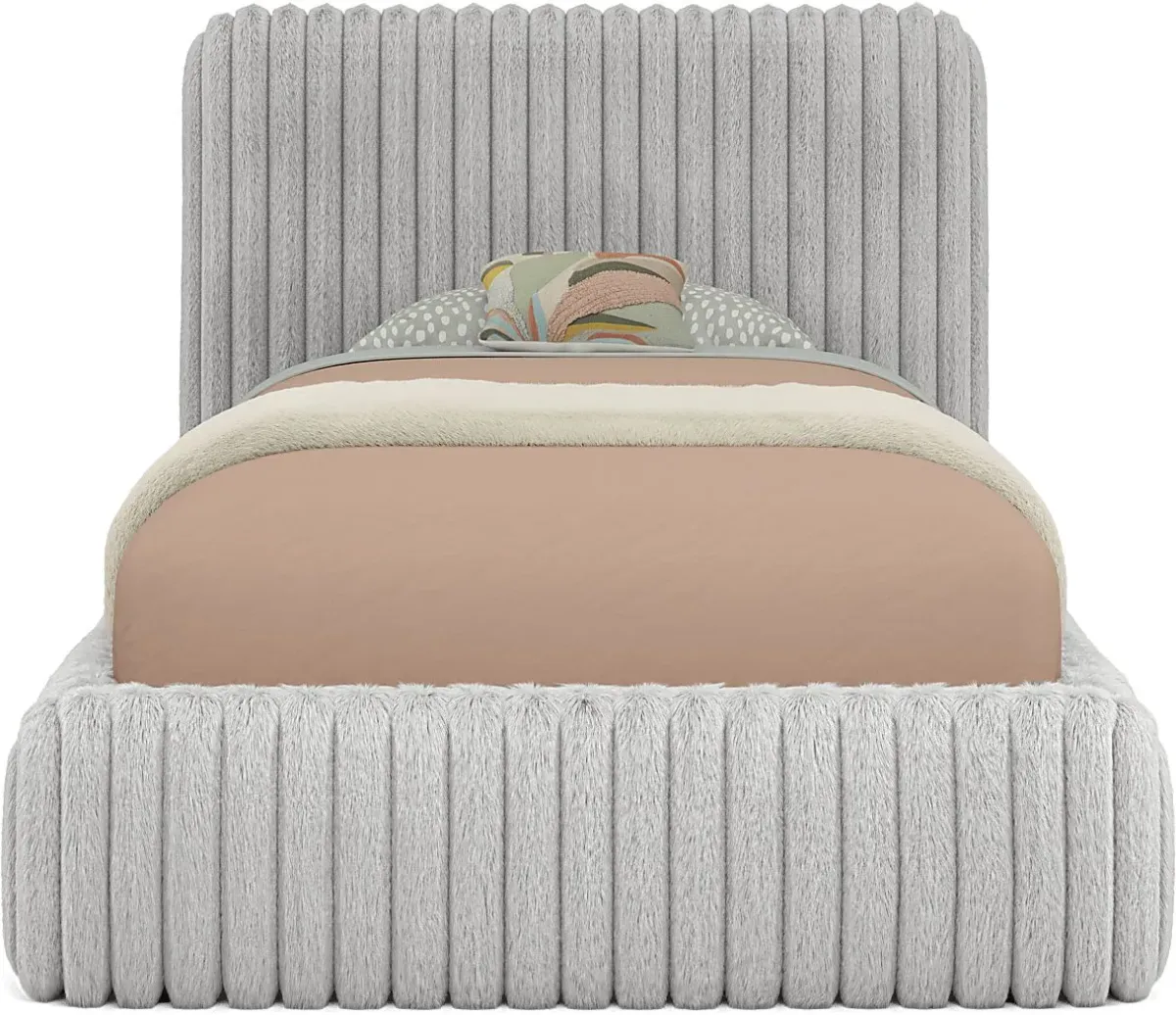 Kids Charlize Light Gray Twin Upholstered Bed