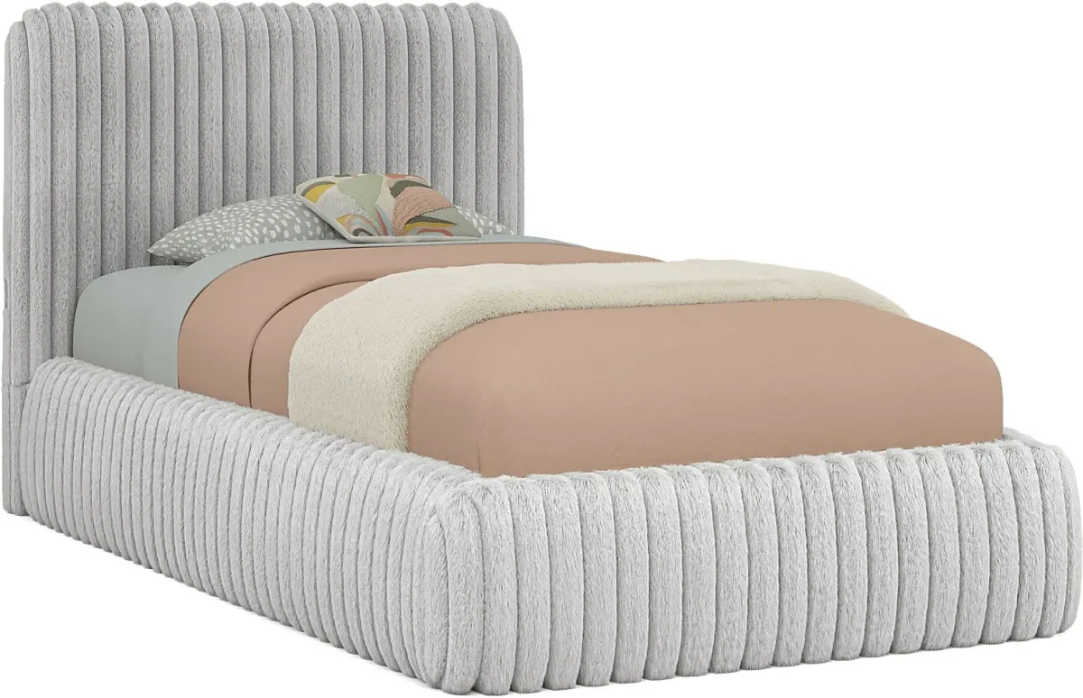 Kids Charlize Light Gray Twin Upholstered Bed