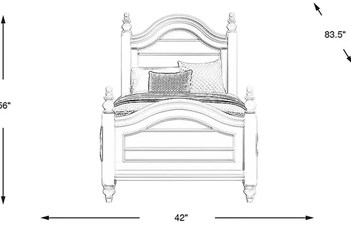 Kids San Simeon White 3 Pc Twin Poster Bed