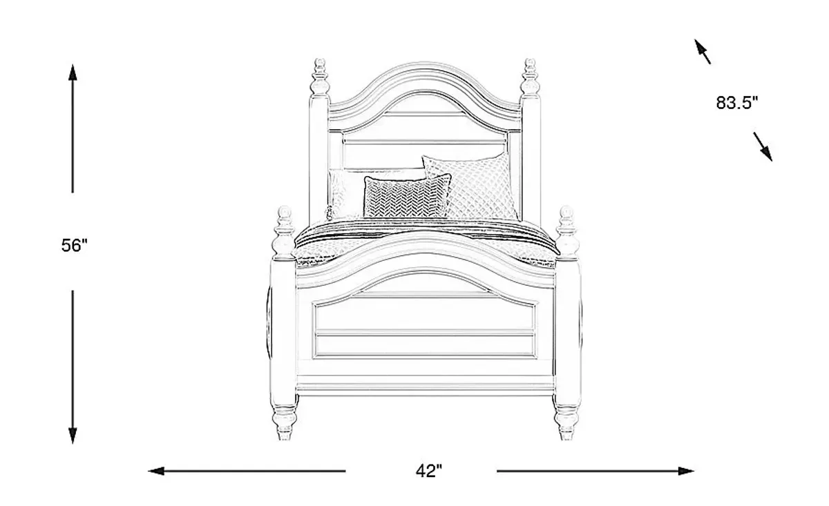 Kids San Simeon White Twin Poster Bed