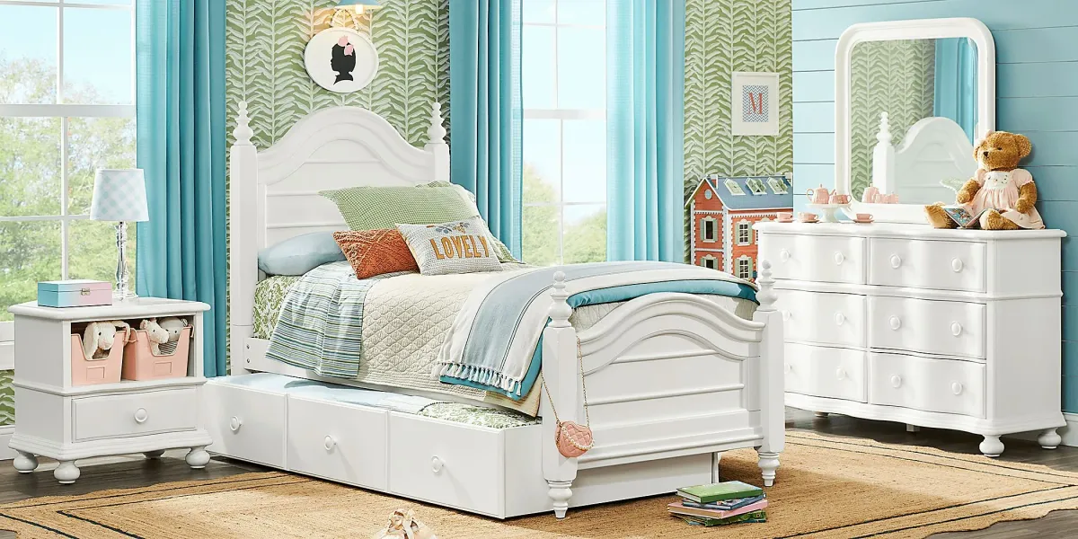 Kids San Simeon White 3 Pc Twin Poster Bed