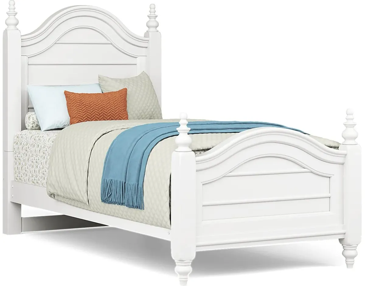 Kids San Simeon White Twin Poster Bed
