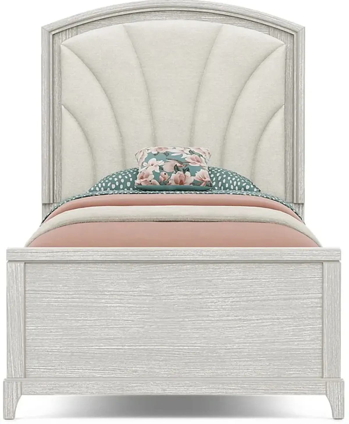Kids Emilie Rose Wirebrush Gray Twin Upholstered Bed