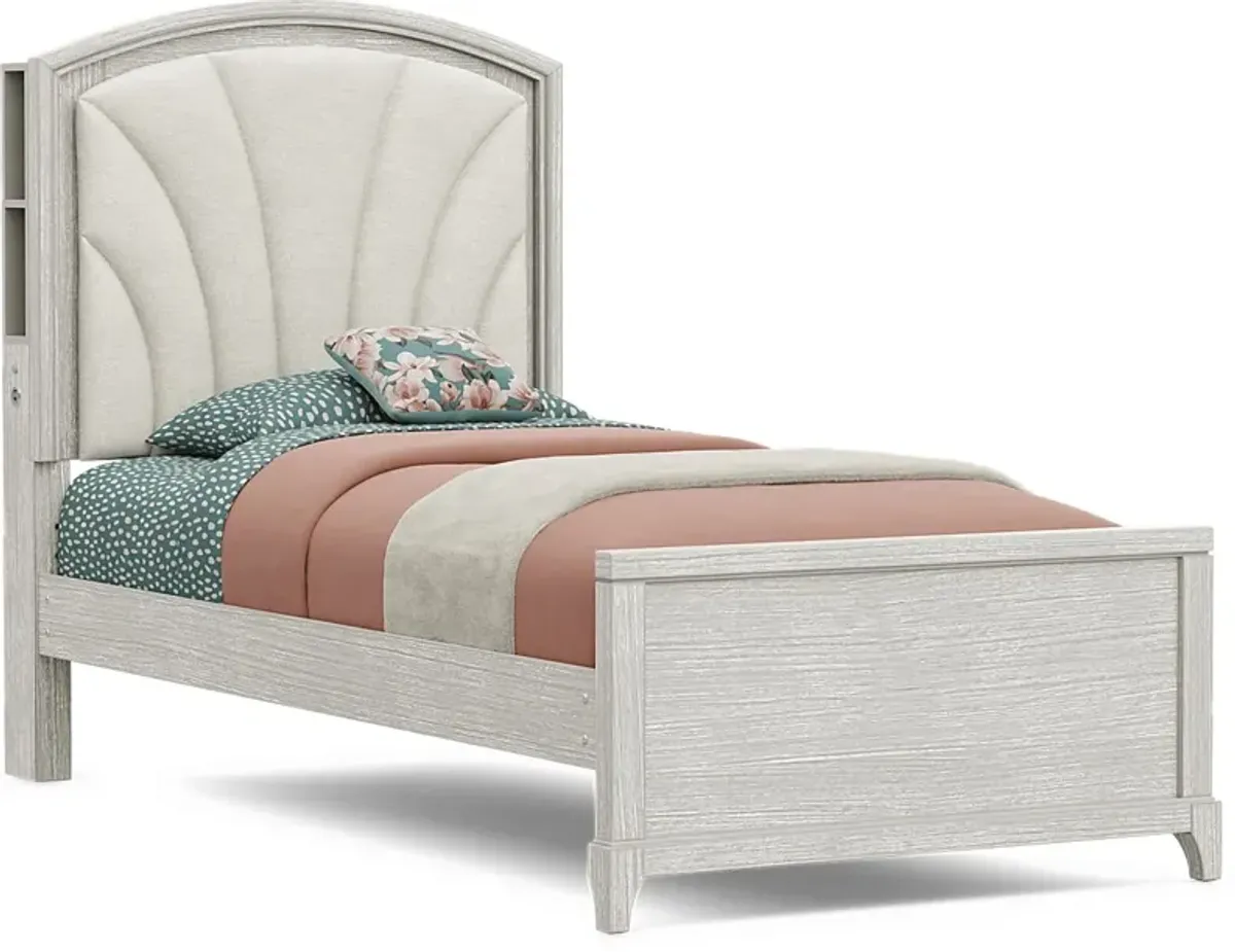 Kids Emilie Rose Wirebrush Gray Twin Upholstered Bed