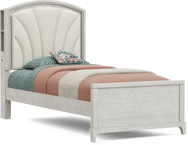 Kids Emilie Rose Wirebrush Gray Twin Upholstered Bed