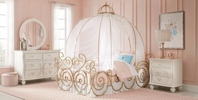 Disney Princess Dreamer White 6 Pc Full Carriage Canopy Bedroom