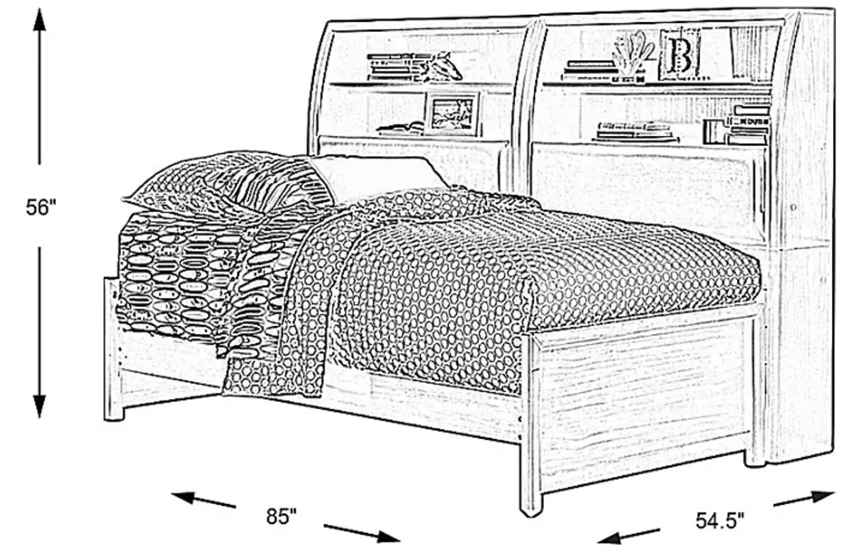 Kids Santa Cruz Brown Cherry 5 Pc Twin Bookcase Wall Bed