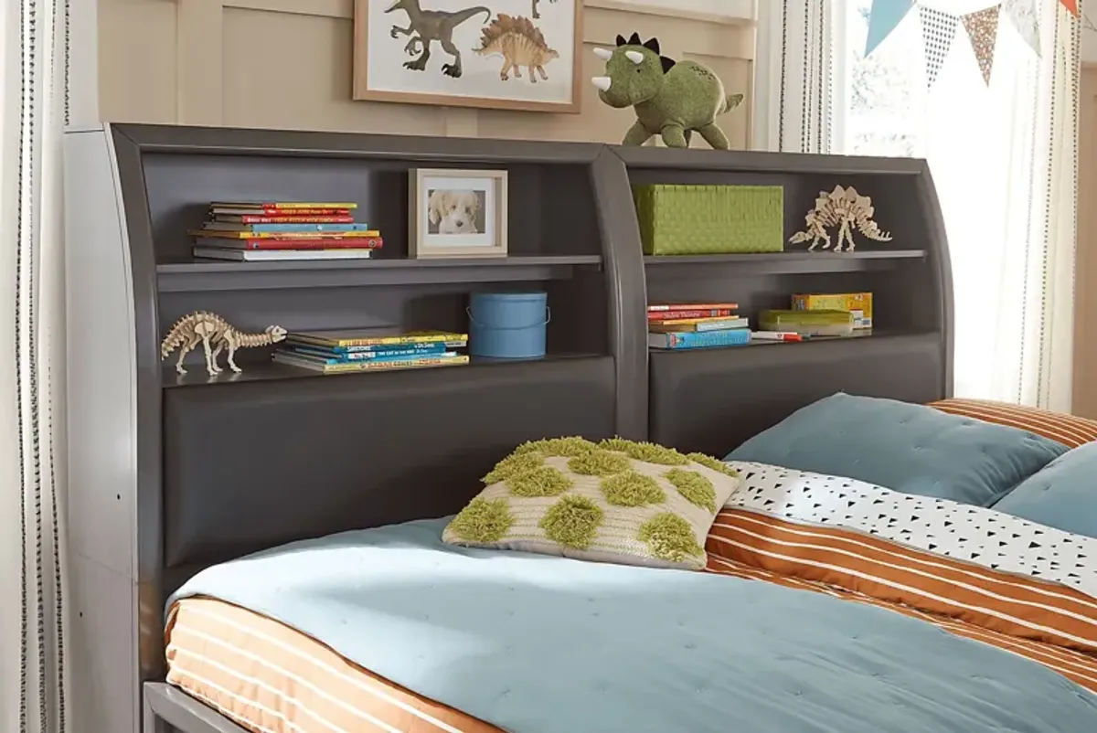 Kids Santa Cruz Gray 5 Pc Twin Bookcase Wall Bed