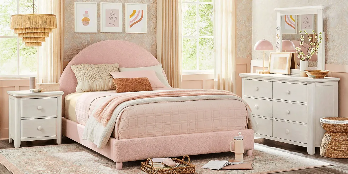 Kids Moonstone Pink 3 Pc Full Upholstered Bed