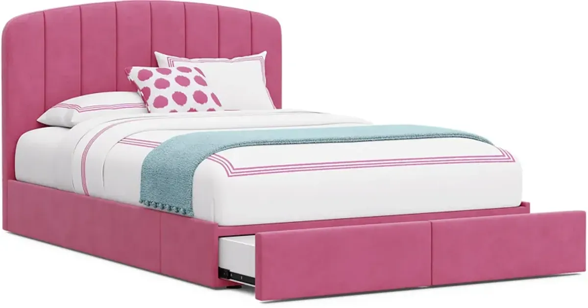 Kids Gwyneth Bubble Gum 3 Pc Full Upholstered Storage Bed