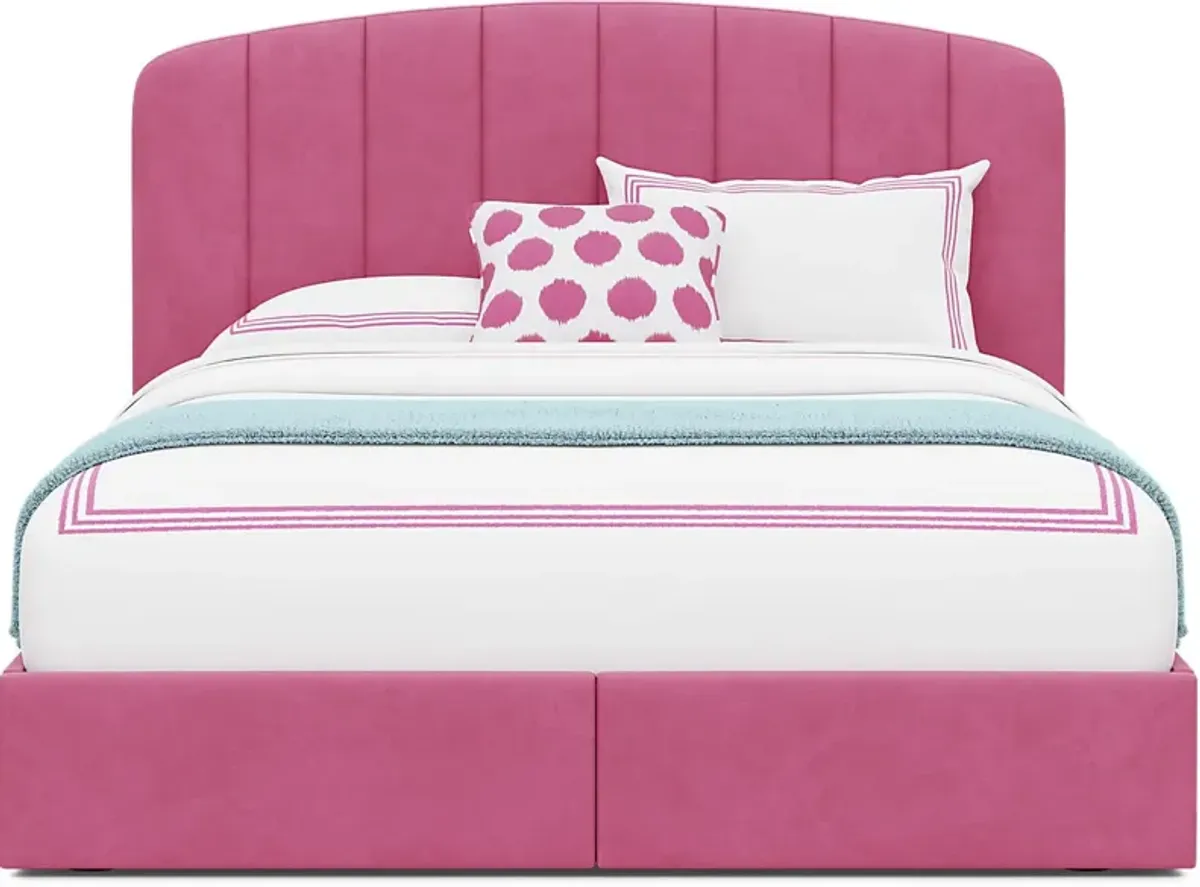 Kids Gwyneth Bubble Gum 3 Pc Full Upholstered Storage Bed