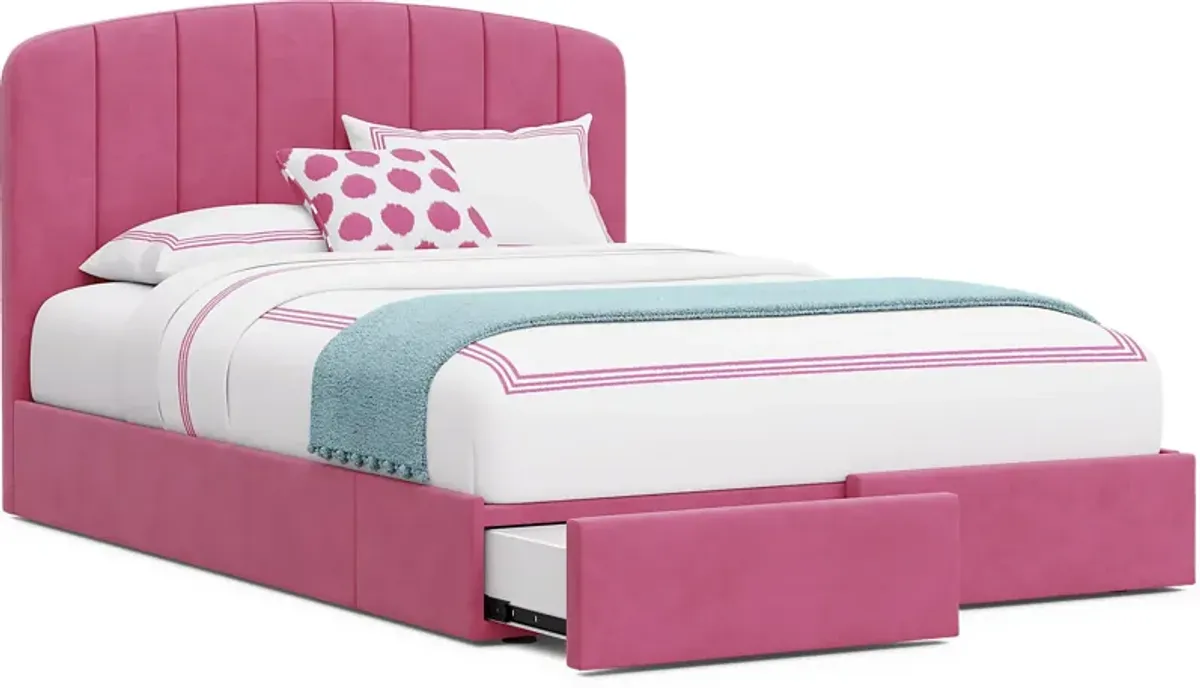 Kids Gwyneth Bubble Gum 3 Pc Full Upholstered Storage Bed