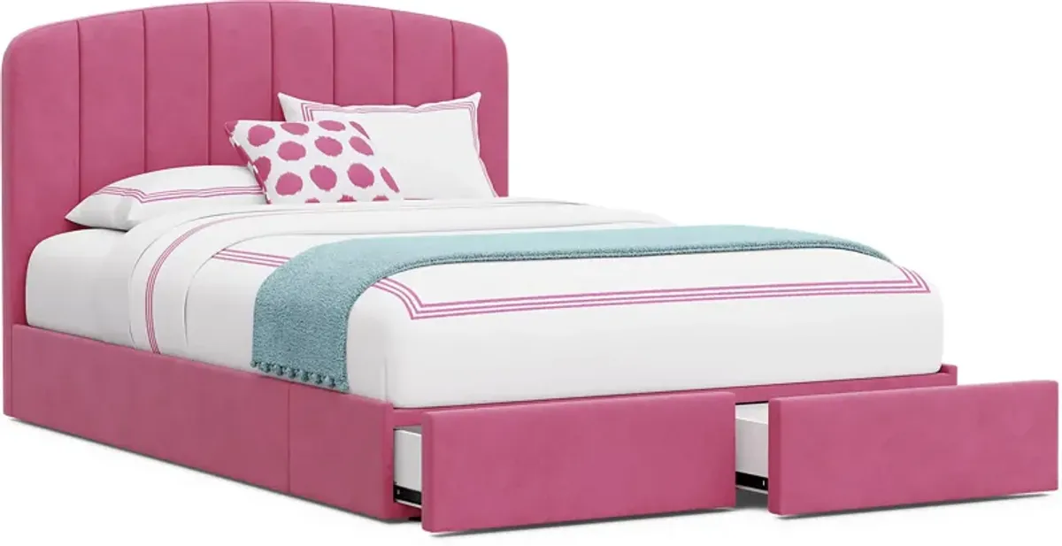 Kids Gwyneth Bubble Gum 3 Pc Full Upholstered Storage Bed