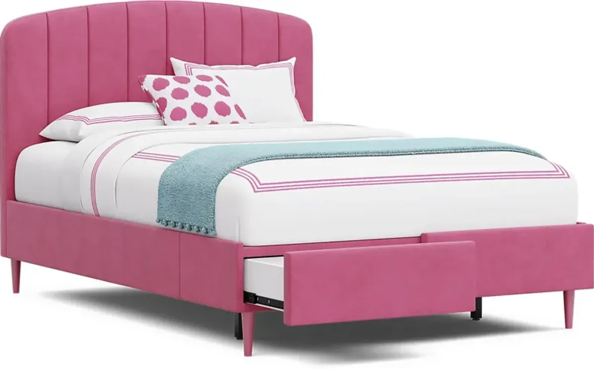 Kids Gwyneth Bubble Gum 3 Pc Full Upholstered Storage Bed