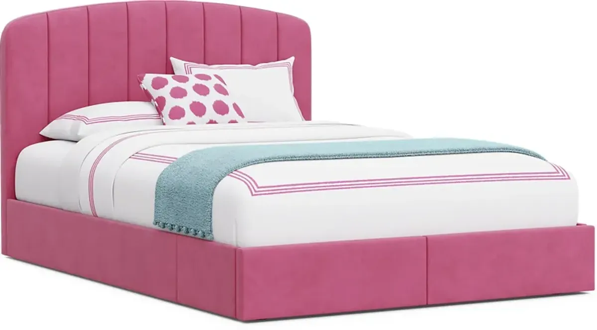 Kids Gwyneth Bubble Gum 3 Pc Full Upholstered Storage Bed