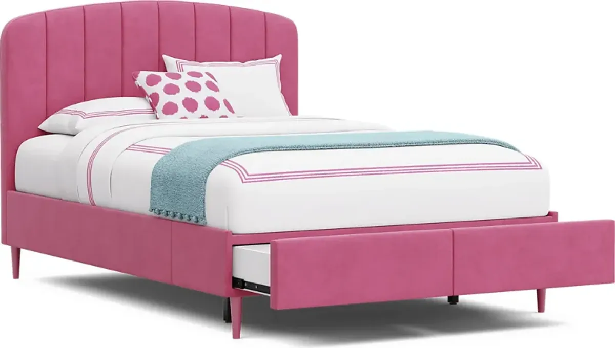 Kids Gwyneth Bubble Gum 3 Pc Full Upholstered Storage Bed