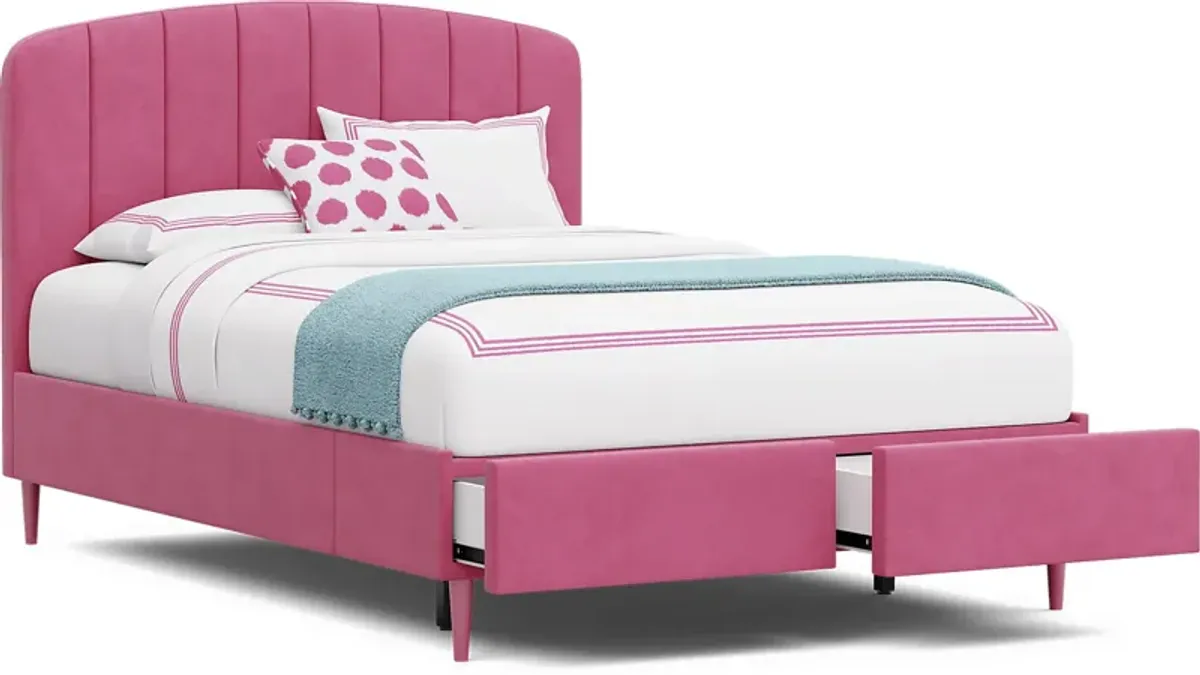 Kids Gwyneth Bubble Gum 3 Pc Full Upholstered Storage Bed