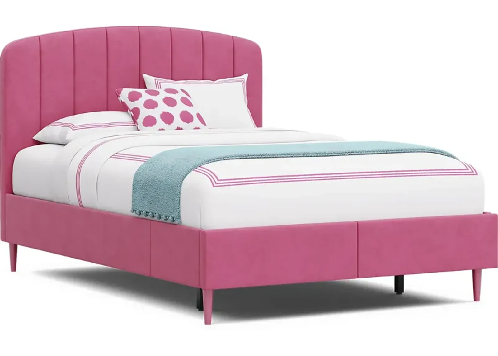 Kids Gwyneth Bubble Gum 3 Pc Full Upholstered Storage Bed