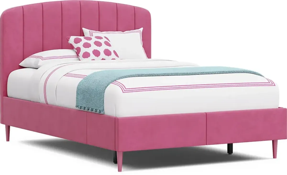 Kids Gwyneth Bubble Gum 3 Pc Full Upholstered Storage Bed