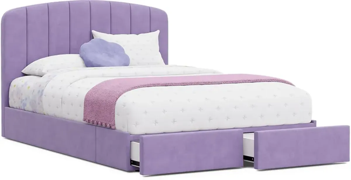 Kids Gwyneth Lavender 3 Pc Full Upholstered Storage Bed