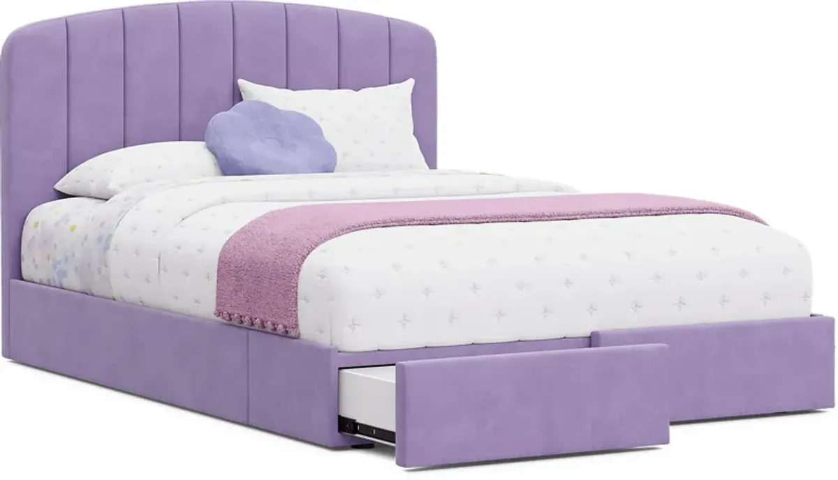 Kids Gwyneth Lavender 3 Pc Full Upholstered Storage Bed