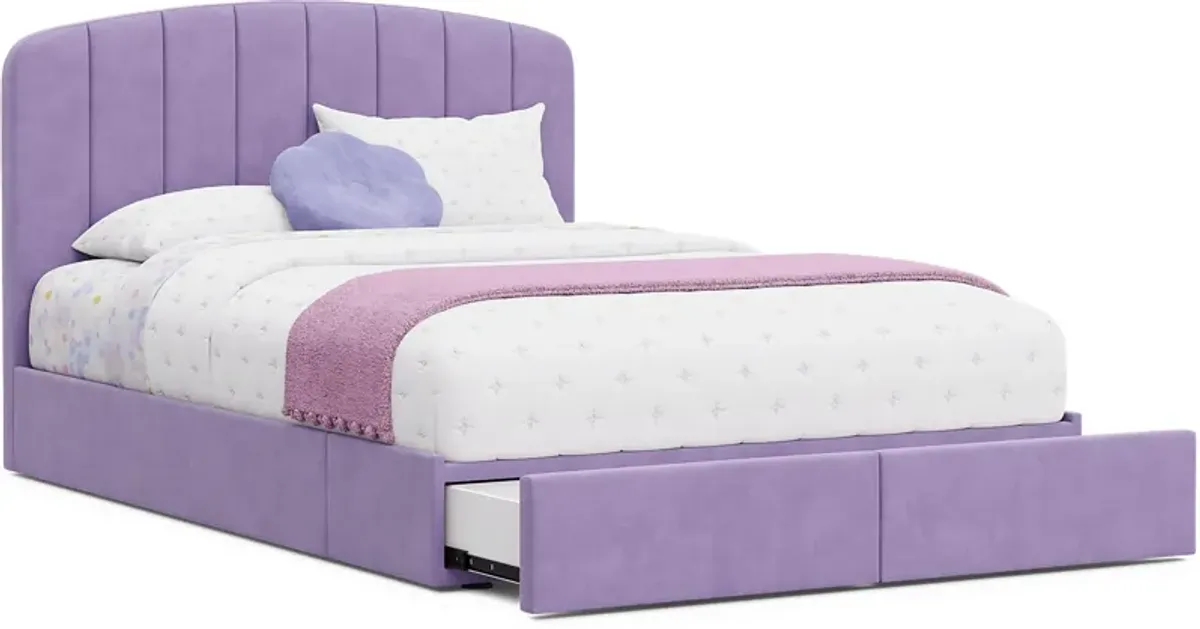 Kids Gwyneth Lavender 3 Pc Full Upholstered Storage Bed