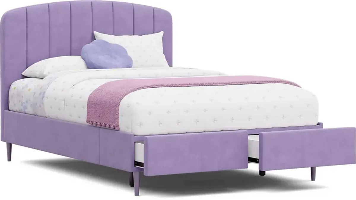 Kids Gwyneth Lavender 3 Pc Full Upholstered Storage Bed