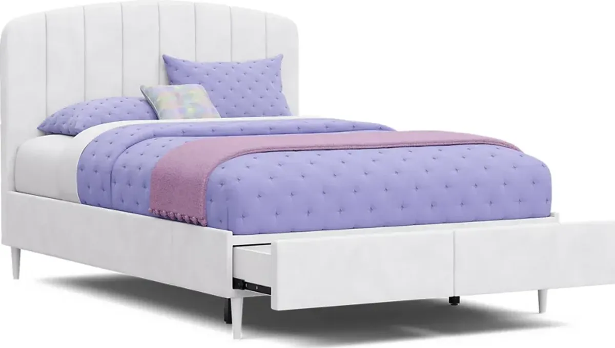 Kids Gwyneth White 3 Pc Full Upholstered Storage Bed