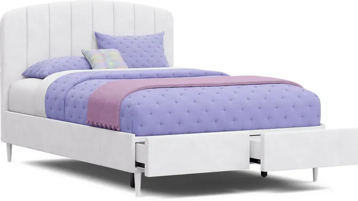 Kids Gwyneth White 3 Pc Full Upholstered Storage Bed