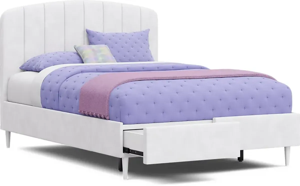 Kids Gwyneth White Full Upholstered Storage Bed