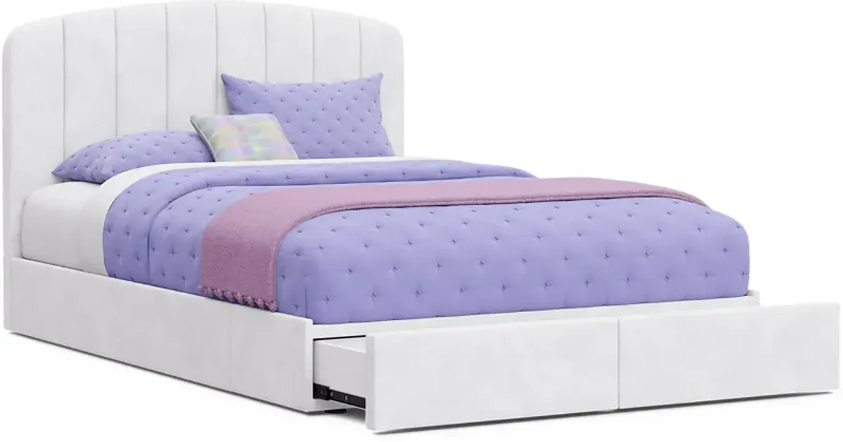 Kids Gwyneth White 3 Pc Full Upholstered Storage Bed