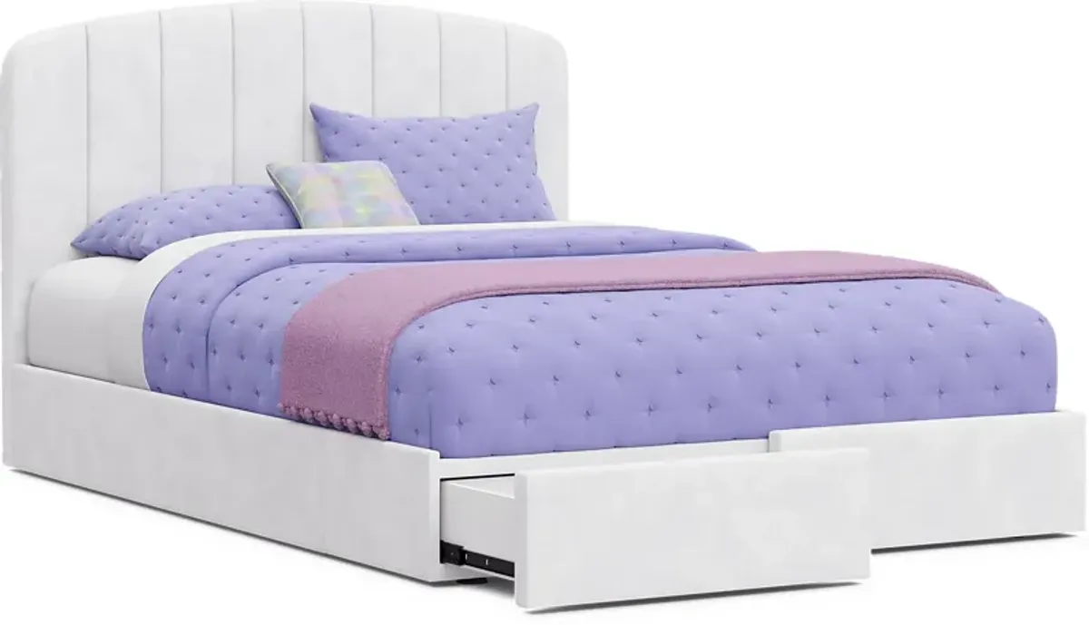 Kids Gwyneth White 3 Pc Full Upholstered Storage Bed