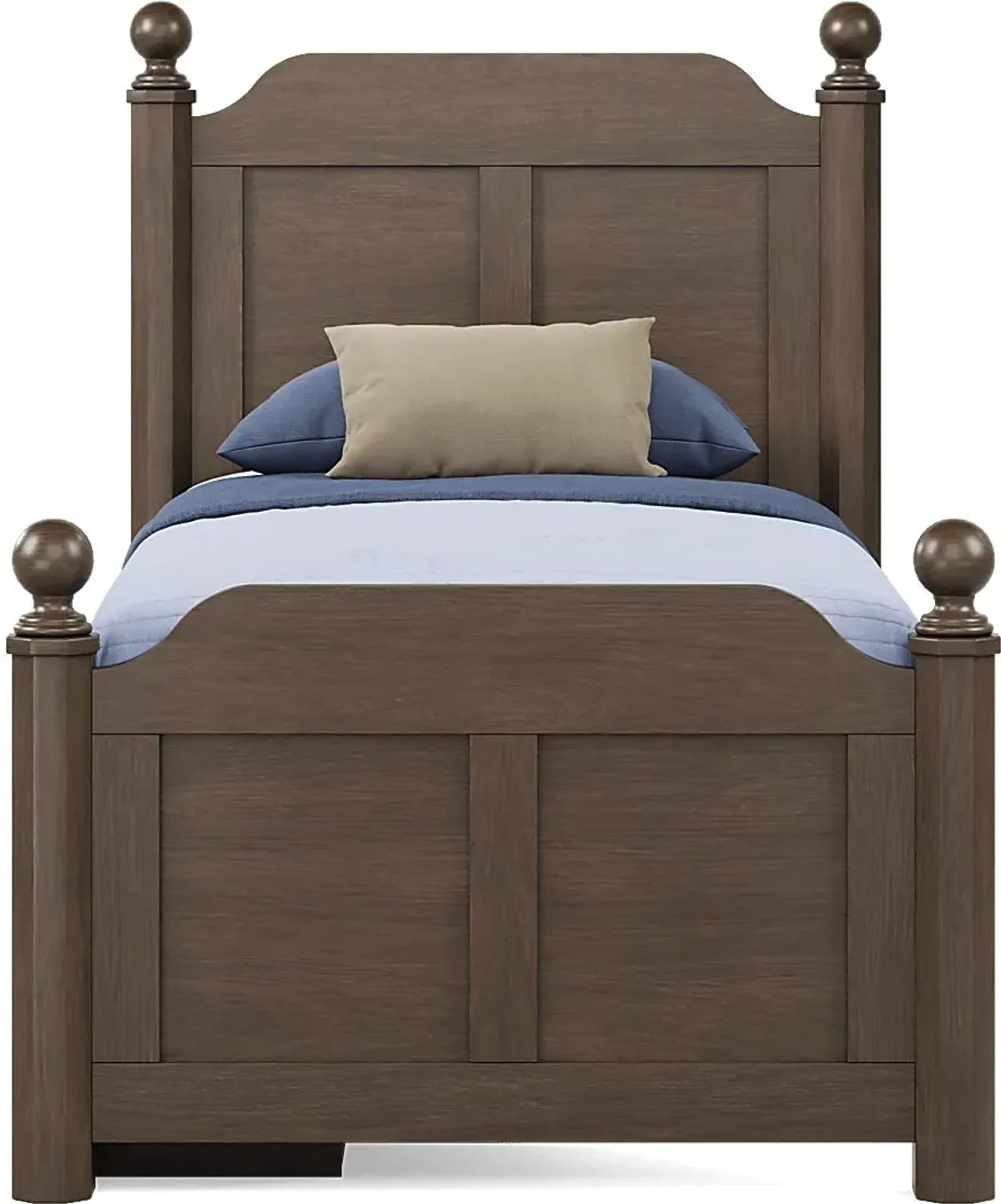 Kids South Bend Brown Cherry Twin Poster Bed with Storage Side Rail