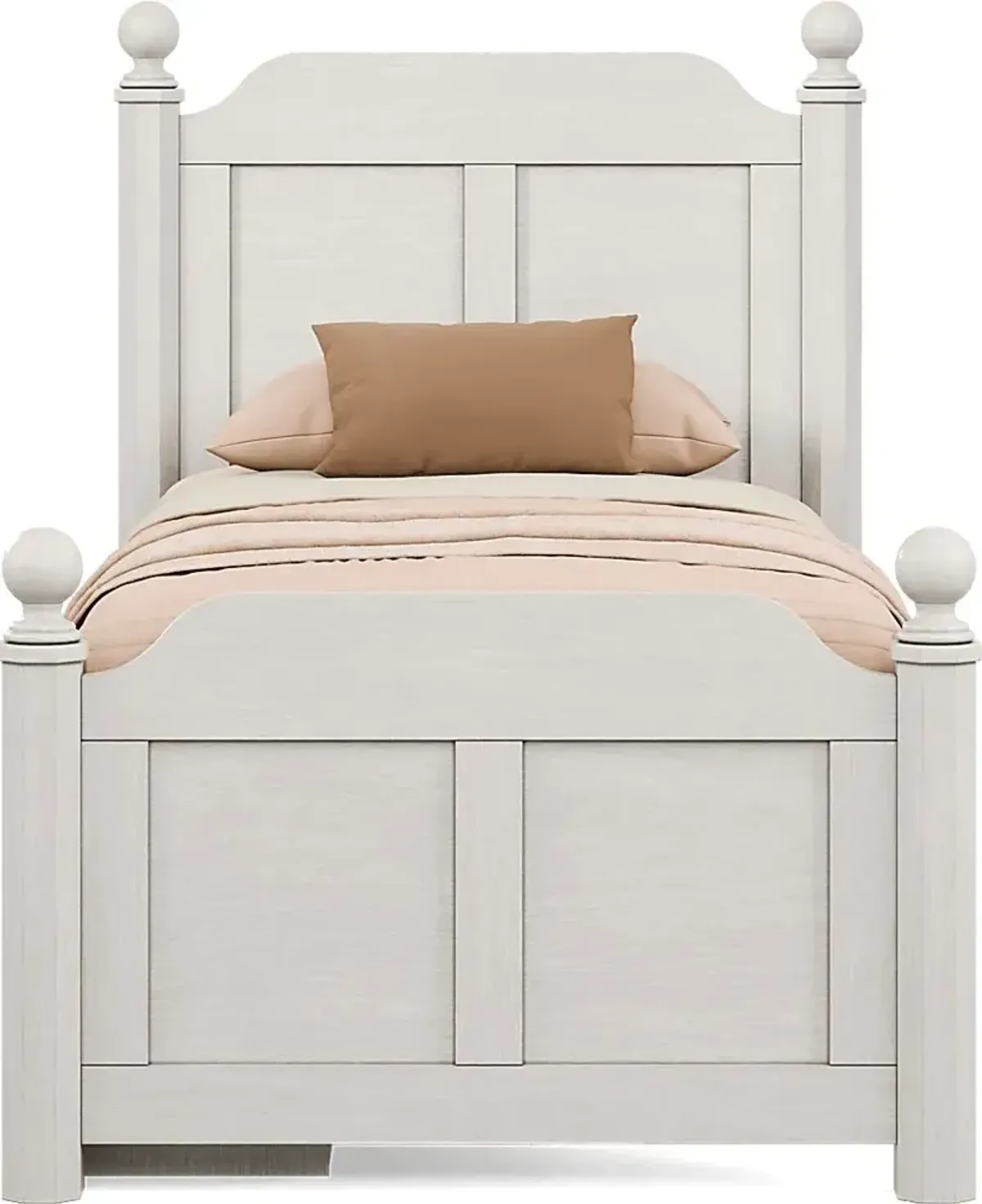 Kids South Bend Washed White 3 Pc Twin Poster Bed with Storage Side Rail