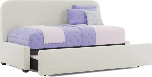 Kids Souxsie White Twin Upholstered Lounge Bed with Twin Trundle