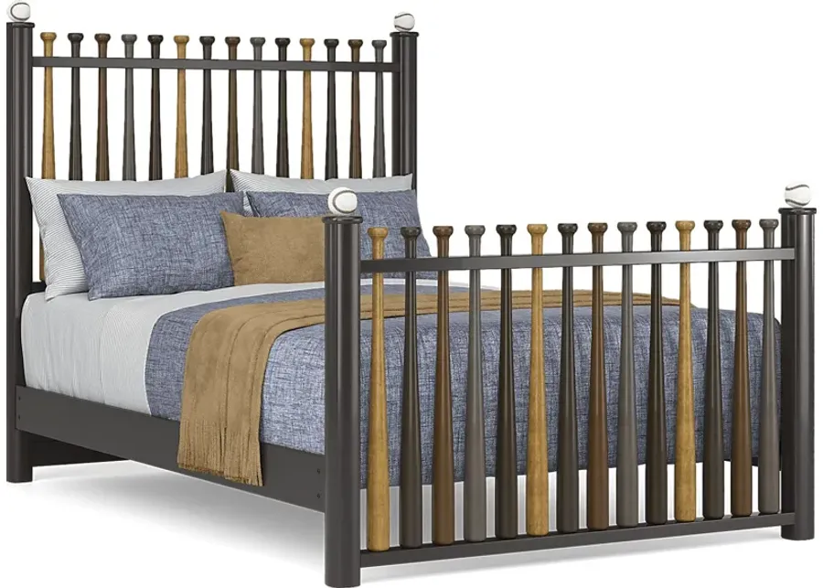 Kids Batter Up Stained 3 Pc Full Baseball Bat Bed