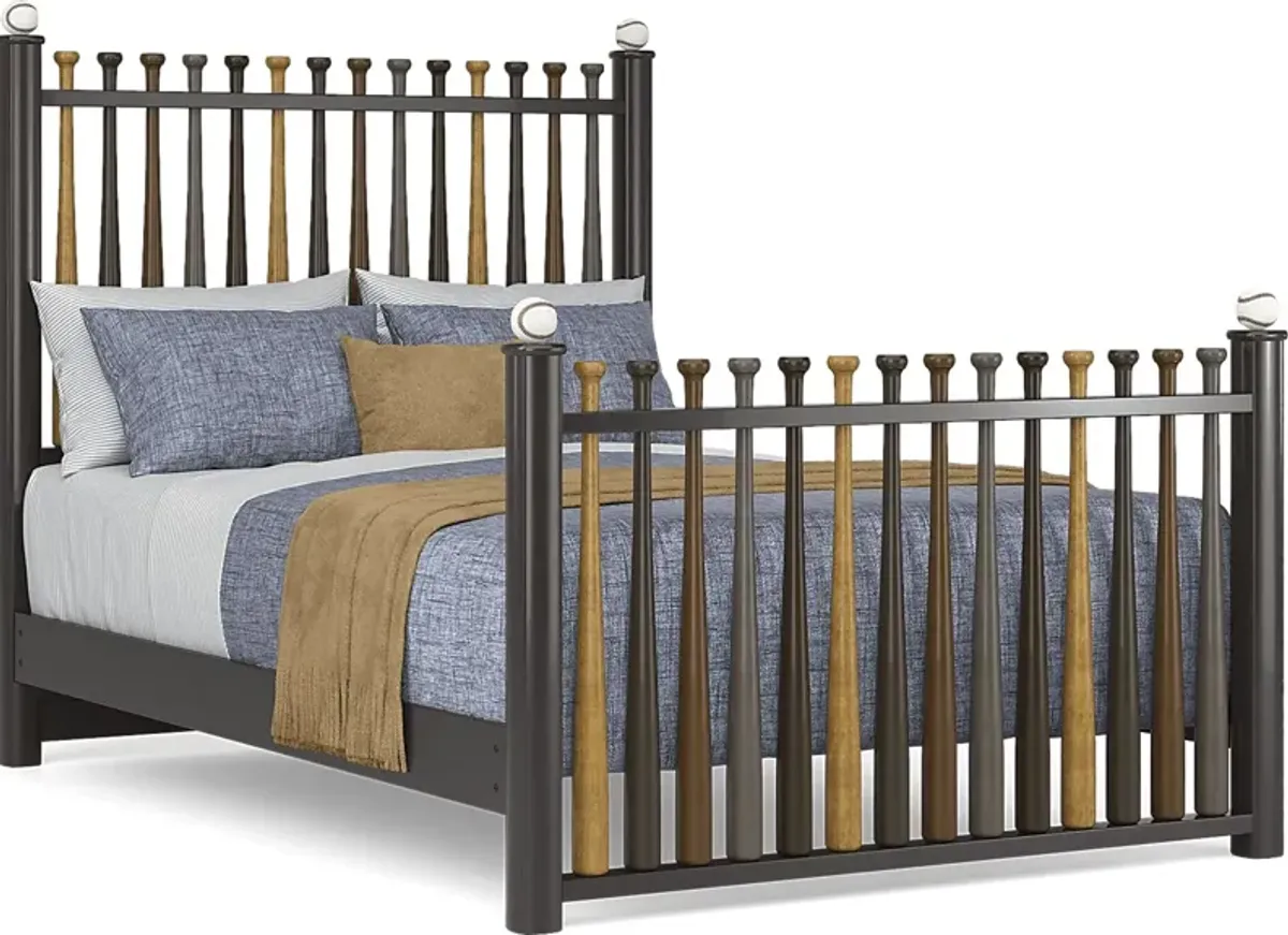 Kids Batter Up Stained 3 Pc Full Baseball Bat Bed