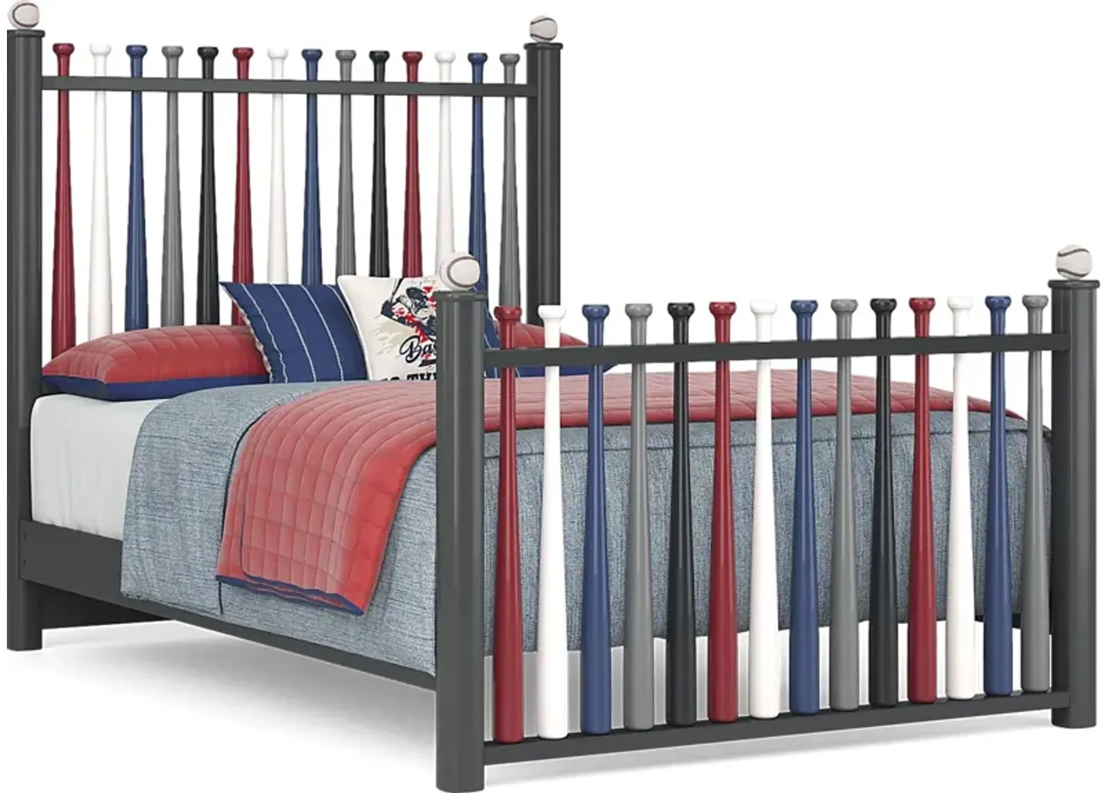 Kids Batter Up Painted 3 Pc Full Baseball Bat Bed