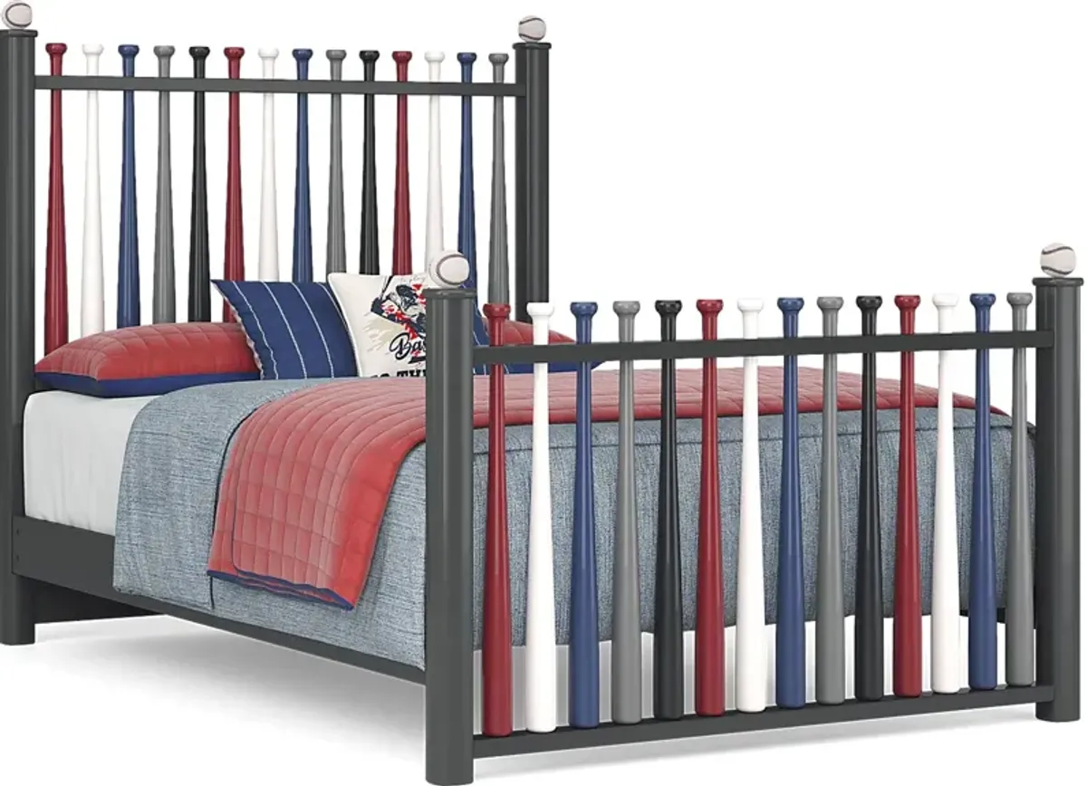 Kids Batter Up Painted 3 Pc Full Baseball Bat Bed