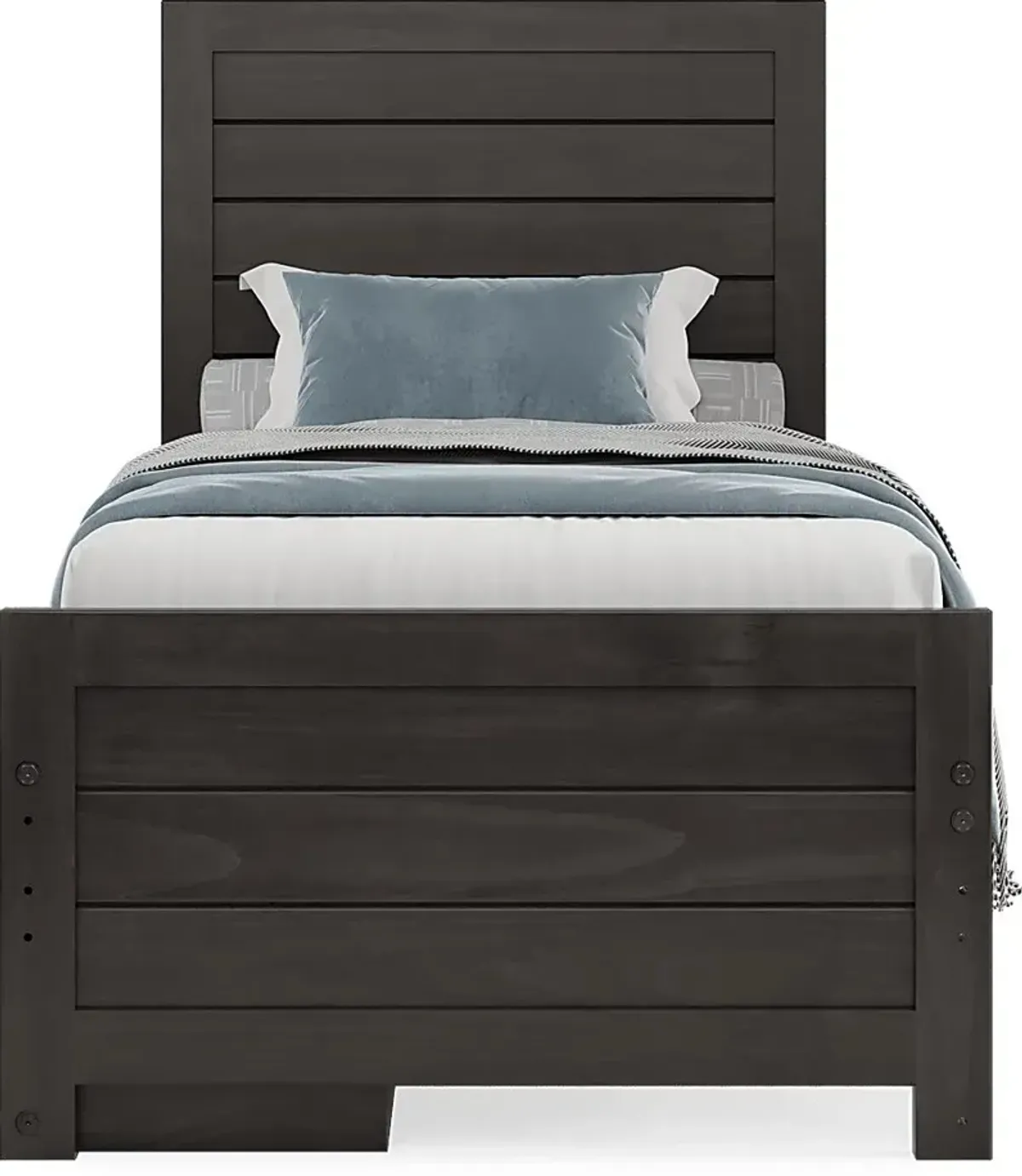 Kids Creekside 2.0 Charcoal 3 Pc Twin Panel Bed with Storage Side Rail