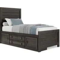 Kids Creekside 2.0 Charcoal 3 Pc Twin Panel Bed with Storage Side Rail